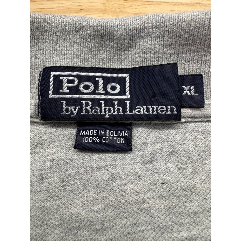 Polo Ralph Lauren Polo Shirt Men's XL Gray Preppy 90s Pima Cotton Vintage Cotton - Picture 3 of 4